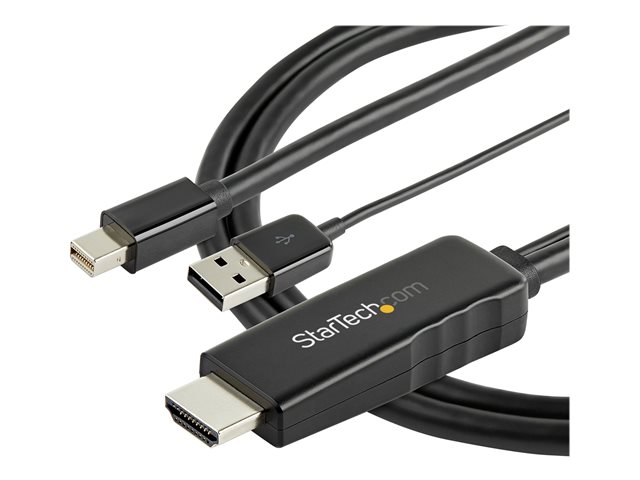 StarTech.com 6ft (2m) HDMI to Mini DisplayPort Cable 4K 30Hz, Active HDMI to mDP Adapter Converter Cable with Audio, USB Powered, Mac & Windows, HDMI Male to mDP Male Video Adapter Cable - HDMI to mDP Converter (HD2MDPMM2M) - Video / audio cable - HDMI, USB (power only) male to Mini DisplayPort male - 2 m - black - 4K support