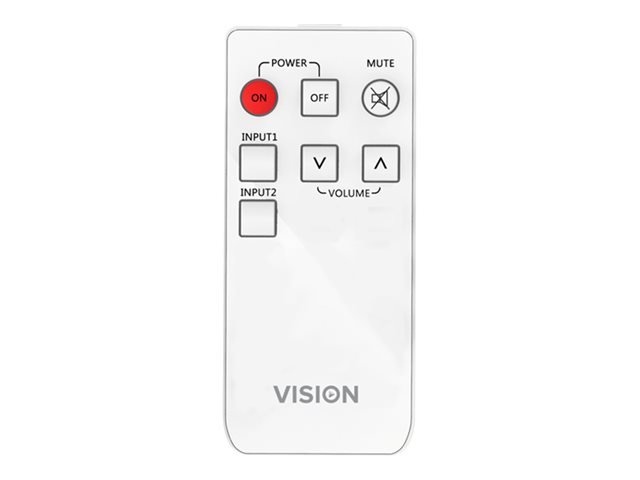 VISION Techconnect Faceplate Audio Amplifier - LIFETIME WARRANTY - 2 x 25w (RMS @ 8 Ohms) - Two inputs (input 1 duplicated on front) - Remote control - comes on at preset level or resume previous volume - UK surround and backbox included - can drive two pairs of speakers
