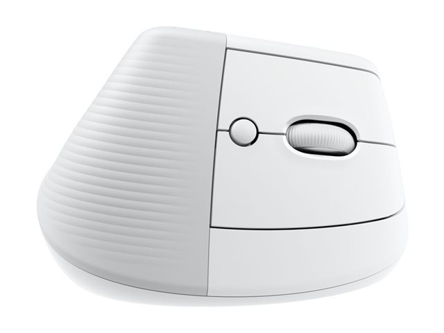 Logitech Lift for Business - Vertical mouse - ergonomic - 6 buttons - wireless - Bluetooth, 2.4 GHz - Logitech Logi Bolt USB receiver - off-white
