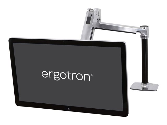 Ergotron LX - Mounting kit (extender arm, pole, VESA adapter, sit-stand arm, desk clamp base, grommet-mount base) - for LCD display - aluminium - polished aluminium - screen size: up to 42\" - desk-mountable