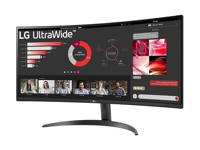 LG UltraWide 34WR50QK-B - LED monitor - curved - 34\" - 3440 x 1440 WQHD @ 100 Hz - VA - 300 cd/m² - 3000:1 - HDR10 - 5 ms - 2xHDMI, DisplayPort
