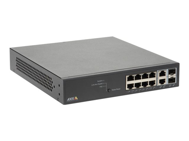 Axis T8508 PoE+ Network Switch - Switch - Managed - 8 x 10/100/1000 (PoE+) + 2 x combo Gigabit SFP (uplink) - desktop, rack-mountable - PoE+ (130 W) - for AXIS A1610, C1410, D3110, M3067, M3068, P1385, P1455, W400, Camera Station S1216, S1232