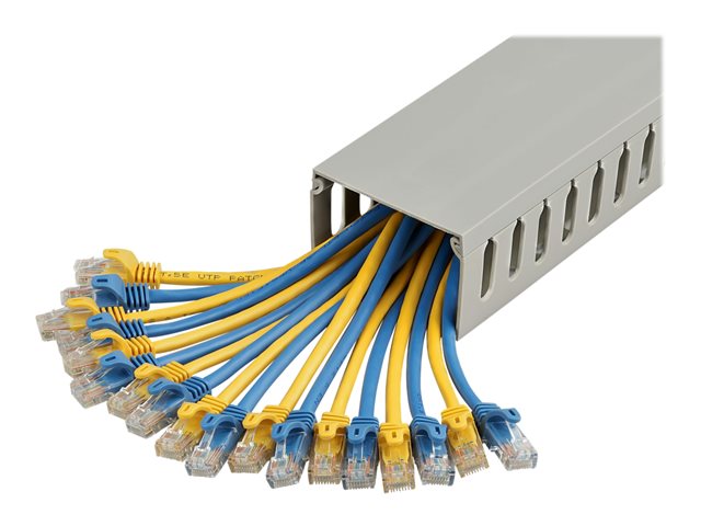 StarTech.com Open Slot Cable Management Raceway with Cover, 3\"(75mm)W x 2\"(50mm)H, 6.5ft(2m) length, 1/4\"(8mm) Slots, PVC Network Cable Hider Kit/Wall Wire Duct, Max 180 Cables, UL Listed - UL94 V0, M1 Fire Rated (CBMWD7550) - Cable raceway - 2 m - grey - TAA Compliant