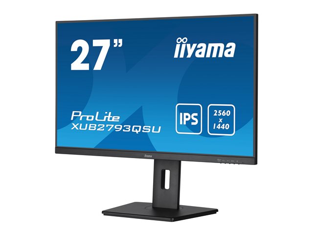 iiyama ProLite XUB2793QSU-B7 - LED monitor - 27\" - 2560 x 1440 QHD @ 100 Hz - IPS - 300 cd/m² - 1300:1 - 1 ms - HDMI, DisplayPort - speakers - black, matte