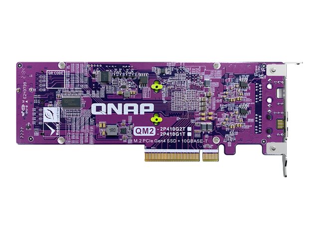 QNAP QM2-2P410G1T - Storage controller - M.2 - PCIe 4.0 x4 (NVMe) - low profile - PCIe 4.0 x8 - for QNAP TDS-h2489FU-4309Y-64, h2489FU-4314, h2489FU-4314-128, TS-h1290, TVS-h1288