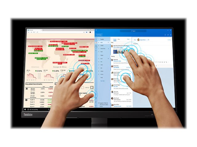 Lenovo ThinkVision T24t-20 - LED monitor - 24\" (23.8\" viewable) - touchscreen - 1920 x 1080 Full HD (1080p) @ 60 Hz - IPS - 300 cd/m² - 1000:1 - 4 ms - HDMI, DisplayPort, USB-C - raven black - Campus