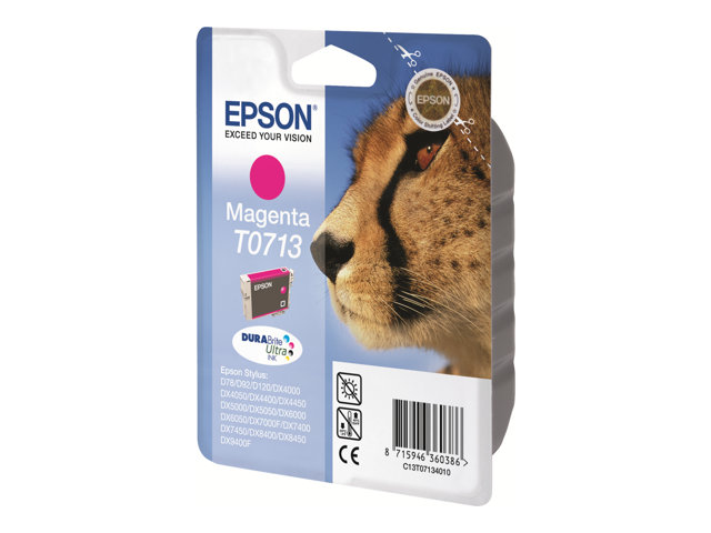 Epson T0713 - 5.5 ml - magenta - original - ink cartridge - for Stylus DX9400, SX115, SX210, SX215, SX218, SX415, SX515, SX610, Stylus Office BX310, BX610