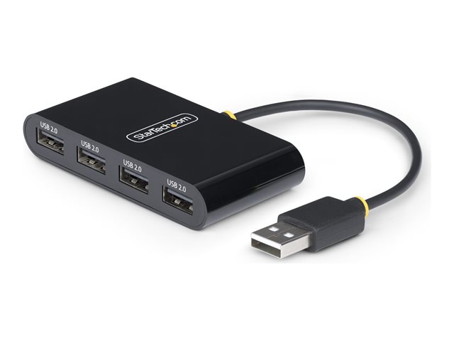 StarTech.com 4-Port USB 2.0 Hub, USB Bus Powered, Small Travel Mini USB Hub, USB 2.0 Splitter, Multi-Port Portable USB Hub, 480Mbps, Overcurrent Protection (OCP) - Hub - 4 x USB 2.0 - desktop