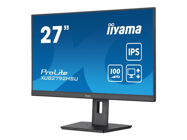 iiyama ProLite XUB2792HSU-B6 - LED monitor - 27\" - 1920 x 1080 Full HD (1080p) @ 100 Hz - IPS - 250 cd/m² - 1300:1 - 0.4 ms - HDMI, DisplayPort - speakers - matte black