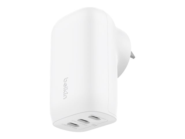 Belkin BoostCharge - Power adapter - PPS technology - 67 Watt - 3.25 A - Power Delivery 3.1, PD 3.0, Fast Charge - 3 output connectors (24 pin USB-C) - white