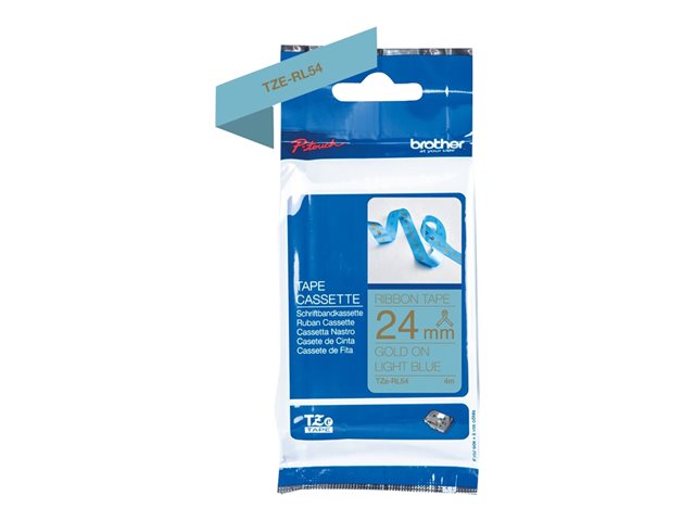 Brother TZe-RL54 - Satin - gold on light blue - Roll (2.4 cm x 4 m) 1 cassette(s) ribbon tape - for Brother PT-D600, P-Touch PT-3600, D600, D800, E550, P750, P900, P950, P-Touch EDGE PT-P750