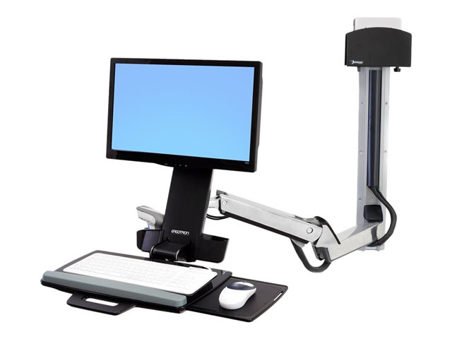 Ergotron StyleView Sit-Stand Combo Extender - Mounting component (extender arm, wall track mount, arm cover, attachment hardware) - for LCD display / PC equipment - aluminium, high-grade plastic - polished aluminium