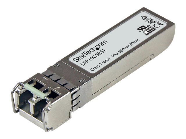 StarTech.com Cisco SFP-10G-SR Compatible SFP+ Module, 10GBASE-SR, 10GbE Multimode Fiber MMF Optic Transceiver, 10GE Gigabit Ethernet SFP+, LC 300m, 850nm, DDM, Cisco Firepower, ASR9000 - Lifetime Warranty (SFP10GSRST) - SFP+ transceiver module - 10GbE - 10GBase-SR - LC multi-mode - up to 300 m - 850 nm - for P/N: ET10GSFP, PEX10000SFP, PEX10000SFPI, PEX10GSFP, PEX10GSFP4I, PEX20000SFPI