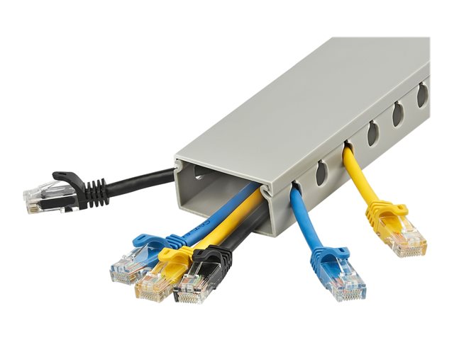 StarTech.com Open Slot Cable Management Raceway with Cover, 2\"(50mm)W x 1\"(25mm)H, 6.5ft(2m) length, 1/4\"(8mm) Slots, PVC Network Cable Hider Kit/Wall Wire Duct, Max 25 Cables, UL Listed - UL94 V0, M1 Fire Rated (CBMWD5025) - Cable raceway - 2 m - grey - TAA Compliant