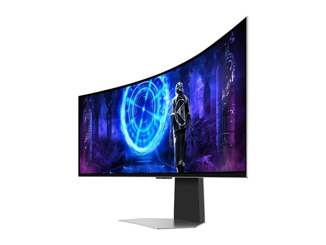 Samsung Odyssey OLED G9 S49DG954SU - G95SD Series - OLED monitor - Smart - gaming - curved - 49\" - 5120 x 1440 Dual Quad HD @ 240 Hz - 250 cd/m² - 1000000:1 - HDR10+ Gaming, HDR10 - 0.03 ms - DisplayPort, Micro HDMI, HDMI - speakers - silver