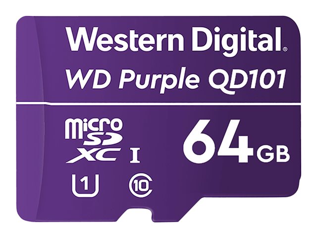 WD Purple WDD064G1P0C-85AEL0 - Flash memory card - 64 GB - UHS-I U1 / Class10 - microSDXC - purple
