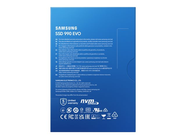 Samsung 990 EVO MZ-V9E2T0BW - SSD - encrypted - 2 TB - internal - M.2 2280 - PCI Express 5.0 x4 (NVMe) - 256-bit AES - TCG Opal Encryption 2.0