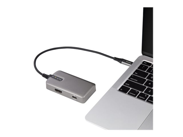 StarTech.com USB C Multiport Adapter, USB-C to 4K 60Hz HDMI 2.0, 100W Power Delivery Pass-through (PD 3.0), 3-Port 10Gbps USB Hub, USB Type-C Mini Dock, 10\" (25cm) Cable - Portable Docking Station for Laptops - Docking station - USB-C - HDMI - TAA Compliant