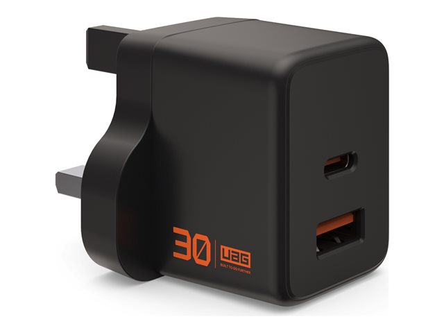 UAG SRGE 30W 2Port Wall Charger UK BLK