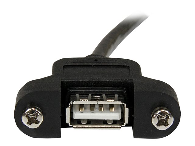 StarTech.com 1 ft Panel Mount USB Cable A to A - F/M - USB extension cable - USB (M) to USB (F) - USB 2.0 - 1 ft - molded, thumbscrews - black - USBPNLAFAM1 - USB extension cable - USB (M) to USB (F) - USB 2.0 - 30 cm - molded, thumbscrews - black - for P/N: UUSBOTG