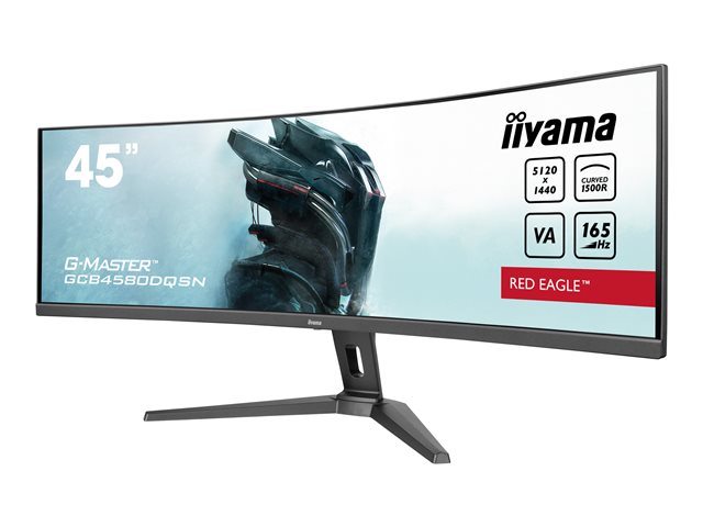 iiyama G-MASTER Red Eagle GCB4580DQSN-B1 - LED monitor - gaming - curved - 45\" (44.5\" viewable) - 5120 x 1440 Dual Quad HD @ 165 Hz - VA - 450 cd/m² - 3000:1 - HDR400 - 0.8 ms - 2xHDMI, DisplayPort, 2xUSB-C - speakers - black, matte