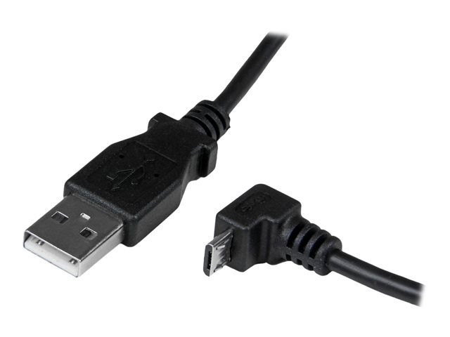 StarTech.com 2m Micro USB Cable Cord - A to Down Angle Micro B - Down Angled Micro USB Cable - 1x USB A (M), 1x USB Micro B (M) - Black (USBAUB2MD) - USB cable - Micro-USB Type B (M) to USB (M) - USB 2.0 - 2 m - 90° connector, molded - black