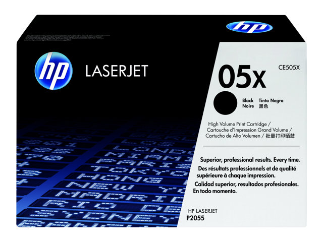 HP 05X - High Yield - black - original - LaserJet - toner cartridge (CE505X) - for LaserJet P2054, P2055, P2056, P2057