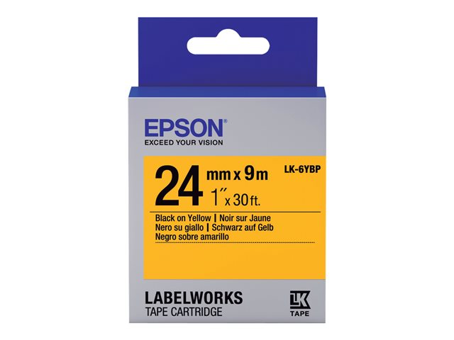 Epson LabelWorks LK-6YBP - Black on yellow - Roll (2.4 cm x 9 m) 1 roll(s) label tape - for LabelWorks LW-1000P, LW-600P, LW-700, LW-900P, LW-Z700FK, LW-Z900FK