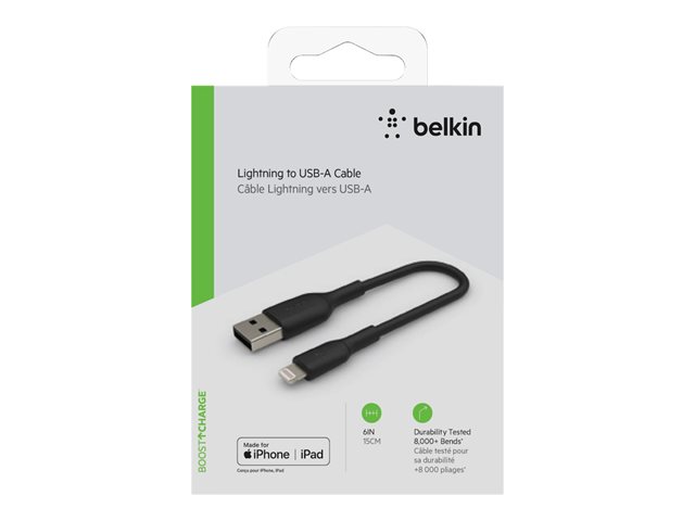 Belkin BoostCharge - Lightning cable - Lightning male to USB male - 15 cm - black