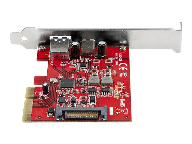 StarTech.com 2-Port 10Gbps USB-A & USB-C PCIe Card, USB 3.1 Gen 2 PCI Express Type C/A Host Controller Card Adapter, USB 3.2 Gen 2x1 PCIe Desktop Expansion Add-On Card, Windows/macOS/Linux - Full/Low-Profile - USB adapter - PCIe 3.0 x4 - USB-C 3.1 x 1 + USB 3.1 Gen 2 x 1 - for P/N: S251BMU313, S251BPU313, S252BU313R