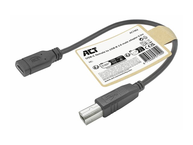USB Type-C female to USB-B 2.0 printer adapter cable 0.2m