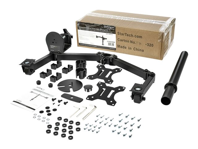 StarTech.com Desk Mount Dual Monitor Arm, Desk Clamp / Grommet VESA Monitor Mount for up to 32 inch Displays, Ergonomic Articulating Monitor Arm, Height Adjustable/Tilt/Swivel/Rotating - Space-saving Design (ARMDUAL2) - Mounting kit - adjustable arm - for 2 monitors - steel - black - screen size: 13\"-32\" - desk-mountable