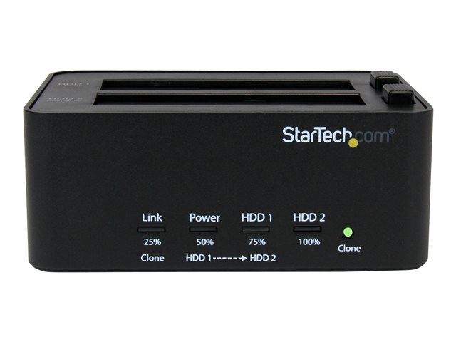 StarTech.com Dual Bay Hard Drive Duplicator and Eraser, Standalone HDDSSD ClonerCopier, USB 3.0 to SATA Docking Station, Hard Disk Duplicator and Sanitizer Dock - ToollessTop-Loading Design - Hard drive duplicator - 2 bays (SATA-300) - for P/N: SVA12M5NA
