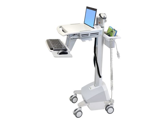 Ergotron StyleView EMR Laptop Cart, LiFe Powered - Cart - for notebook / PC equipment - lockable - medical - plastic, aluminium, zinc-plated steel - grey, white, polished aluminium - screen size: up to 17.3\" - output: AC 230 V