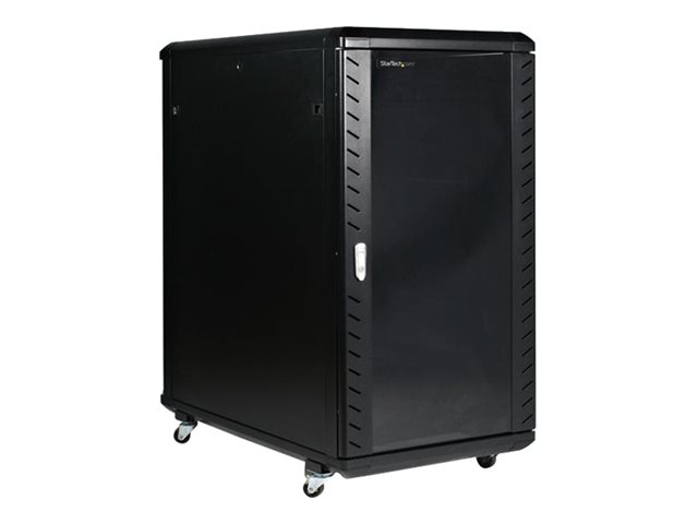StarTech.com 22U Server Rack Cabinet with secure locking door - 4 Post Adjustable Depth (5.5\" to 28.7\") - 1768 lb capacity - 19 inch Portable Network Equipment Enclosure on wheels/casters (RK2236BKF) - Rack - 22U - for P/N: CABCAGENUTS6, CABSCREWM52, CABSCREWSM6, CABSCRWM520, CABSCRWM620, CABSCRWS1224