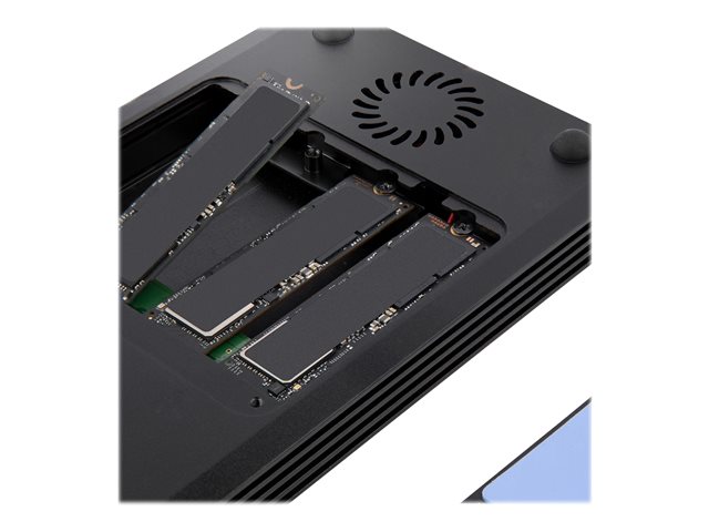 StarTech.com 4 Bay Thunderbolt 3 NVMe Enclosure, For M.2 NVMe Solid State Drives, 1x DisplayPort Video & 2x TB3 Downstream Ports, Up to 40Gbps, 72W Power Supply - 4 Bay M.2 SSD External Hard Drive Enclosure (M2E4BTB3) - Storage enclosure - M.2 - M.2 NVMe Card / PCIe (NVMe) - Thunderbolt 3 - black