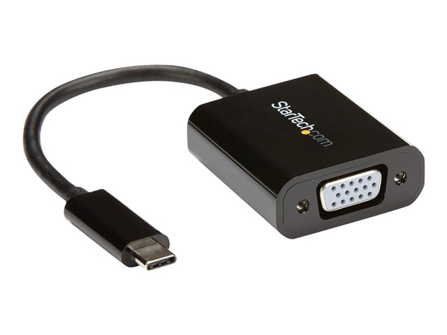 StarTech.com USB-C to VGA Adapter - Black - 1080p - Video Converter For Your MacBook Pro - USB C to VGA Display Dongle (CDP2VGA) - USB / VGA adapter - 24 pin USB-C (M) to HD-15 (VGA) (F) - USB 3.1 Gen 1 / Thunderbolt 3 - 18 cm - 1920 x 1200 (WUXGA) support, USB power - black - for P/N: BNDTB10GI, BNDTB210GSFP, BNDTB410GSFP, BNDTB4M2E1, BNDTBUSB3142, TB4CDOCK