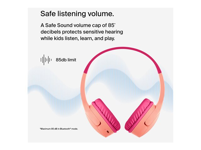 Belkin SoundForm Mini - Headphones with mic - on-ear - Bluetooth - wireless, wired - 3.5 mm jack - pink