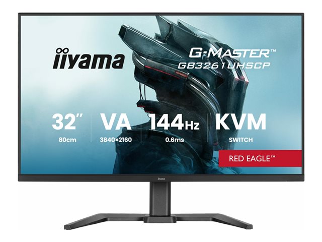 32\"WIDE LCD, G-Master Red Eagle, 3840 x 2160, 4K UHD VA panel, LED Bl., FreeSync Premium(DisplayPort), USB-Hub (2xOut v3.2 + 2xUSB-C(7,5 Watt)), Height Adjust.(15cm), 400cd/m², 3000:1 Static Contrast, 80.000.000:1 ACR, Speakers, USB-C(95 Watt), Displ