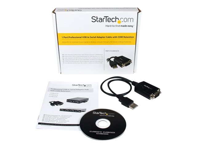 StarTech.com USB to Serial RS232 Adapter Cable w/ COM Retention - USB Serial Adapter - Serial adapter - USB - RS-232 - black