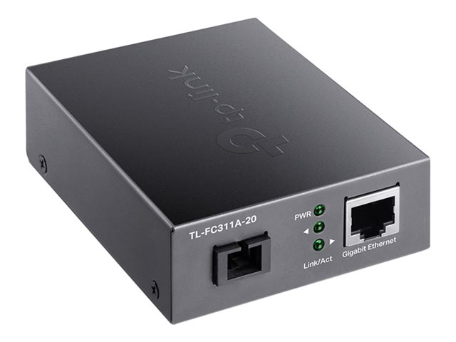 TP-Link TL-FC311A-20 V2 - Fibre media converter - 1GbE - 1000Base-T, WDM, 1000Base-SC - RJ-45 / SC single-mode - up to 20 km - 1310 (RX) / 1550 (TX) nm
