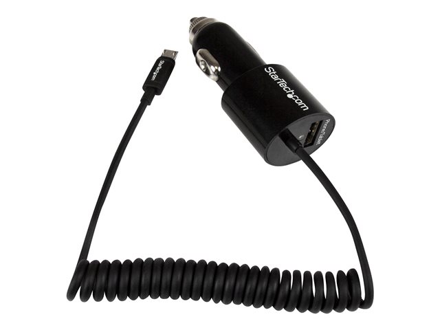 StarTech.com 2 Port Car Charger w/ Micro USB Cable u0026 USB 2.0 Port 21W/4.2A - Car power adapter - 21 Watt - 4.2 A - 2 output connectors (USB, Micro-USB Type B) - on cable: Micro-USB - black - for P/N: USBLT1MW, USBLT1MWS, USBLT2MBR, USBLT2MW, USBLT30CMW, USBLTM1MBK, USBLTM1MWH