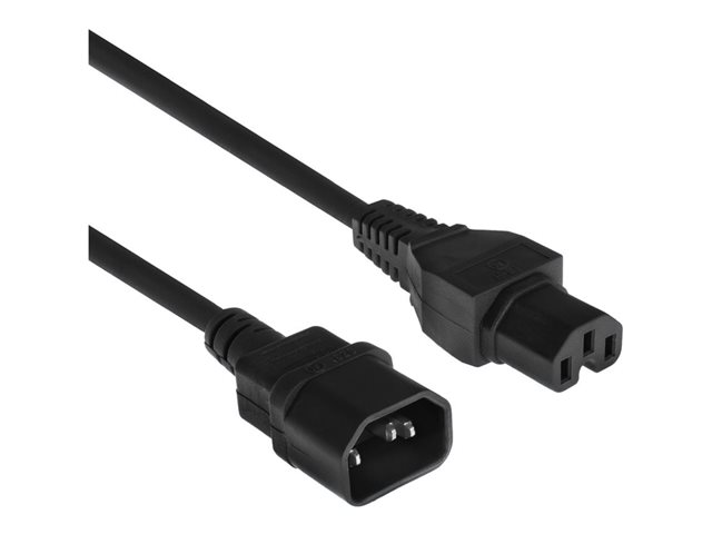 ACT - Stroomverlengkabel - IEC 60320 C14 naar IEC 60320 C15 - 250 V wisselstroom V - 10 A - 2.5 m - zwart