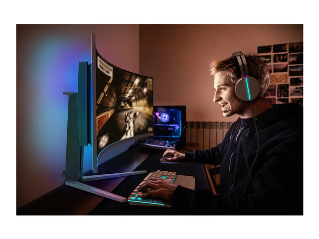 Philips Evnia 8000 49M2C8900 - OLED monitor - gaming - curved - 49\" (48.9\" viewable) - 5120 x 1440 Dual Quad HD @ 240 Hz - 1000 cd/m² - 15000000:1 - DisplayHDR 400 True Black - 0.03 ms - 2xHDMI, DisplayPort, USB-C - speakers - textured white