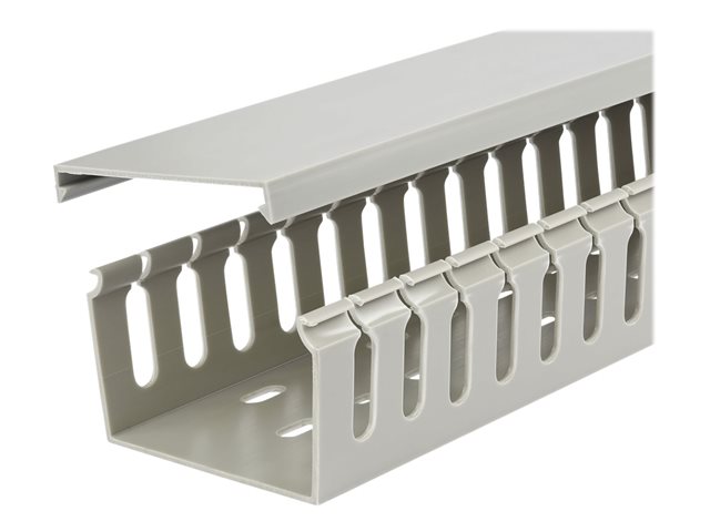 StarTech.com Open Slot Cable Management Raceway with Cover, 3\"(75mm)W x 2\"(50mm)H, 6.5ft(2m) length, 1/4\"(8mm) Slots, PVC Network Cable Hider Kit/Wall Wire Duct, Max 180 Cables, UL Listed - UL94 V0, M1 Fire Rated (CBMWD7550) - Cable raceway - 2 m - grey - TAA Compliant