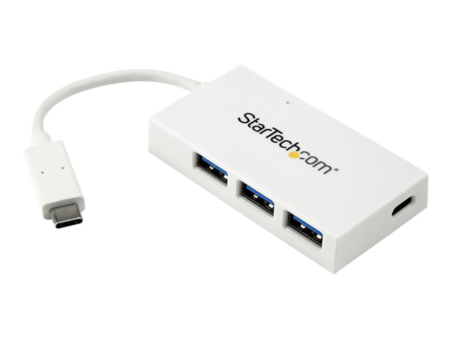 StarTech.com 4 Port USB C Hub with 1x USB-C & 3x USB-A Ports (SuperSpeed 5Gbps), USB Bus Powered, Compact Portable/Laptop USB 3.0 Adapter Hub, USB 3.1 Gen 1/USB 3.2 Gen 1 Type-C Hub, White - Windows/macOS/Linux (HB30C3A1CFBW) - Hub - 3 x SuperSpeed USB 3.0 + 1 x USB 3.1 - desktop