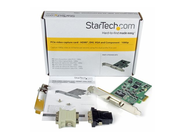 StarTech.com PCIe Video Capture Card - PCIe Capture Card - 1080P - HDMI, VGA, DVI, & Component - Capture Card (PEXHDCAP2) - Video capture adapter - PCIe - for P/N: BNDTB10GI, BNDTB210GSFP, BNDTB310GNDP, BNDTB410GSFP, BNDTB4M2E1, BNDTBUSB3142