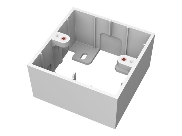 VISION Techconnect Modular AV Faceplate - LIFETIME WARRANTY - Single-Gang Surface Mount UK Backbox - standard surface-mount backbox (pattress) 86 x 86 x 45 mm / 3.4 x 3.4 x 1.8\" - plastic - white