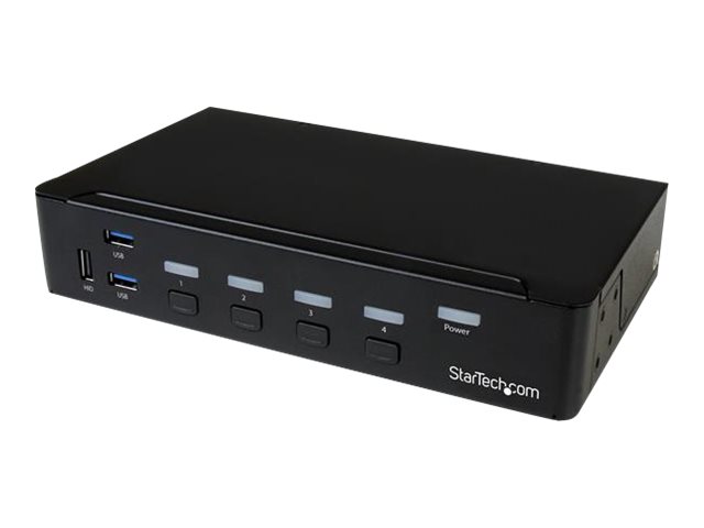 StarTech.com 4 Port DisplayPort KVM Switch - DP KVM Switch with Audio and Built-in USB 3.0 Hub for Peripherals - 4K 30Hz (SV431DPU3A2) - KVM / USB switch - 4 x KVM / audio / USB + 3 x SuperSpeed USB - 1 local user - rack-mountable - AC 120/230 V / DC 9 - 12 V - for P/N: SV431RACK