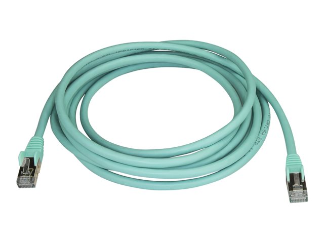 StarTech.com 3m CAT6A Ethernet Cable, 10 Gigabit Shielded Snagless RJ45 100W PoE Patch Cord, CAT 6A 10GbE STP Network Cable w/Strain Relief, Aqua, Fluke Tested/UL Certified Wiring/TIA - Category 6A - 26AWG (6ASPAT3MAQ) - Patch cable - RJ-45 (M) to RJ